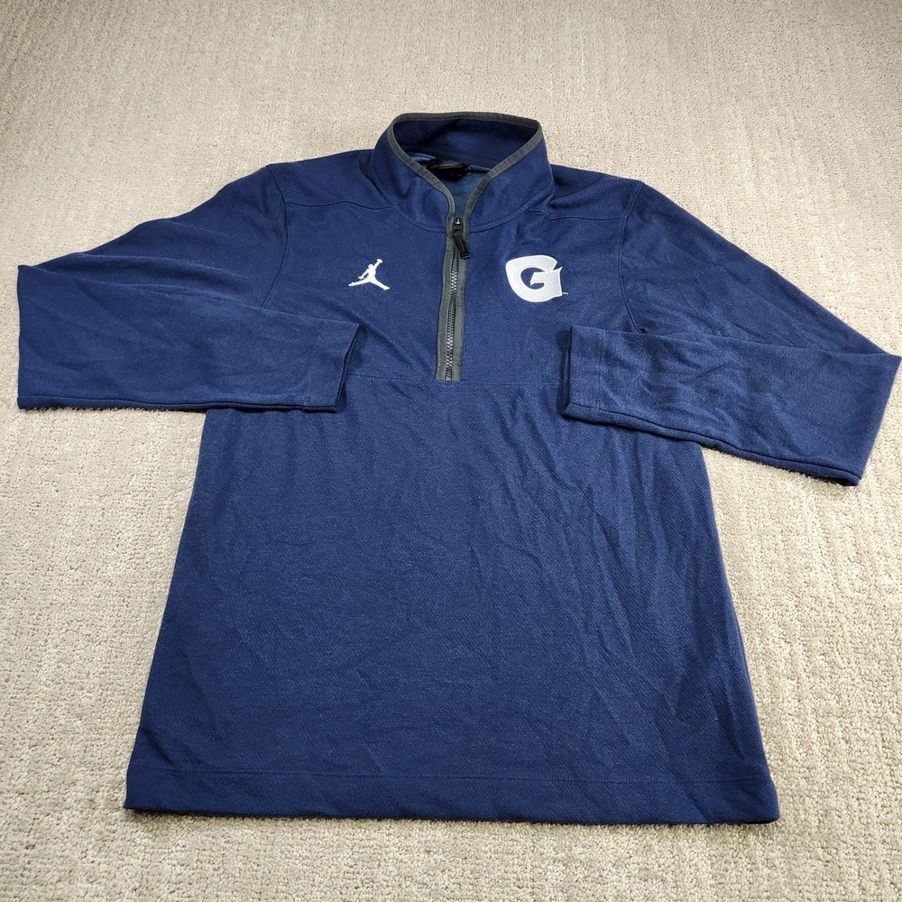 Georgetown Hoyas Sweatshirt Men Small Nike Jordan Victory 1/4 Zip Pullover Blue